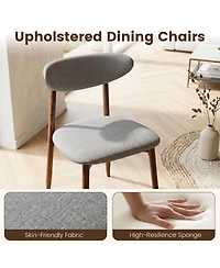 Sugift Set of 4 Fabric Upholstered Dining Chairs with Curved Backrests
