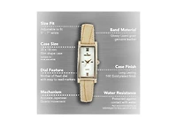 Peugeot Women 35x18mm Rectangular Watch Glossy Tan Leather Strap