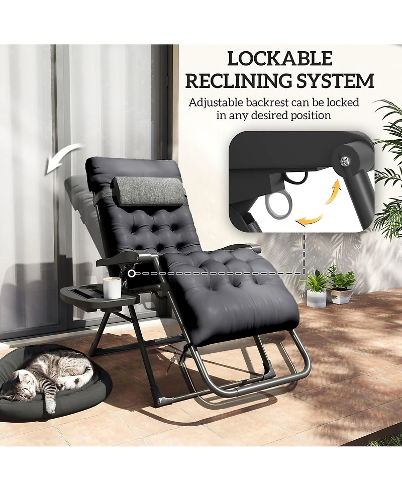 Mountaintop Zero Gravity Recliner Chair with Cup Holder Cushion Foldable Black