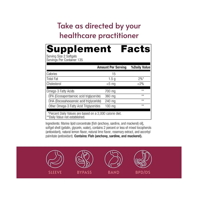 Bariatric Advantage Omega-3 300 Epa and Dha Fish Oil Softgels Concentrated Source of Fatty Acids from Cold Water 270 Count