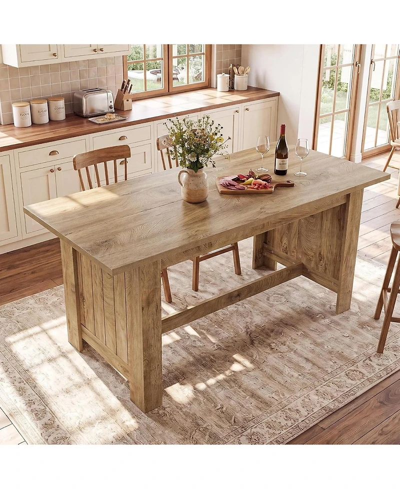Tribesigns 63-Inch Kitchen Island with Seating, Farmhouse Stationary