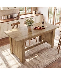 Tribesigns 63-Inch Kitchen Island with Seating, Farmhouse Stationary
