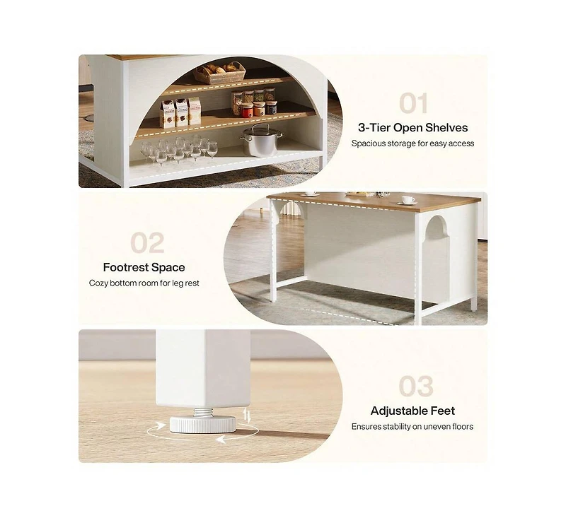 Tribesigns 55" Kitchen Island with Seating and Storage