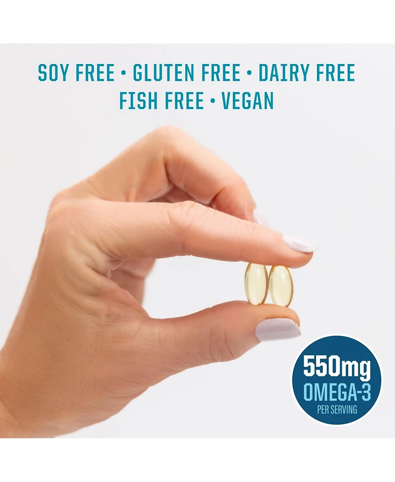 Sunwarrior Omega-3 Algae Oil Softgels, 550 Milligram Omega-3s with Dha and Epa, 60 Softgels