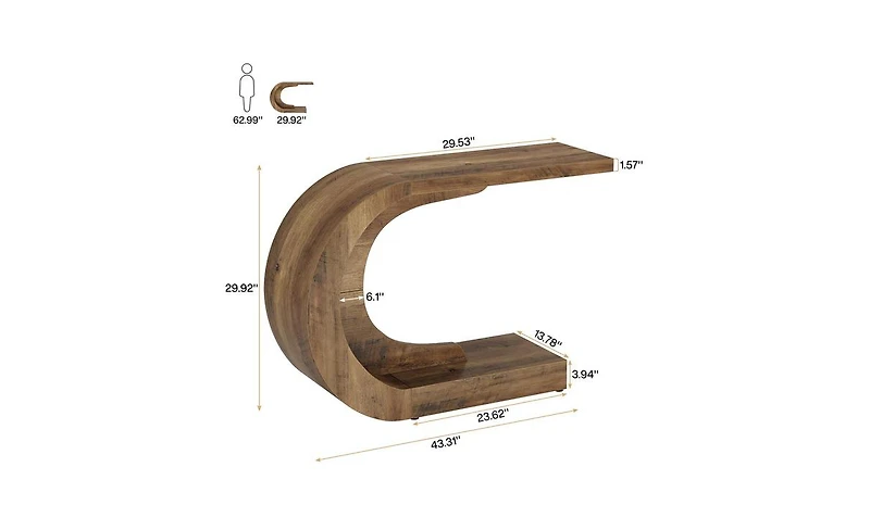 Slickblue Modern C Shaped Console Table for Entryway Hallway and Living Room