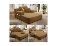 Rainsken Convertible Corduroy Sleeper Sofa with Removable Washable Cover,Side Storage High-Density Sponge,Side for Apartment Home,Small Spaces