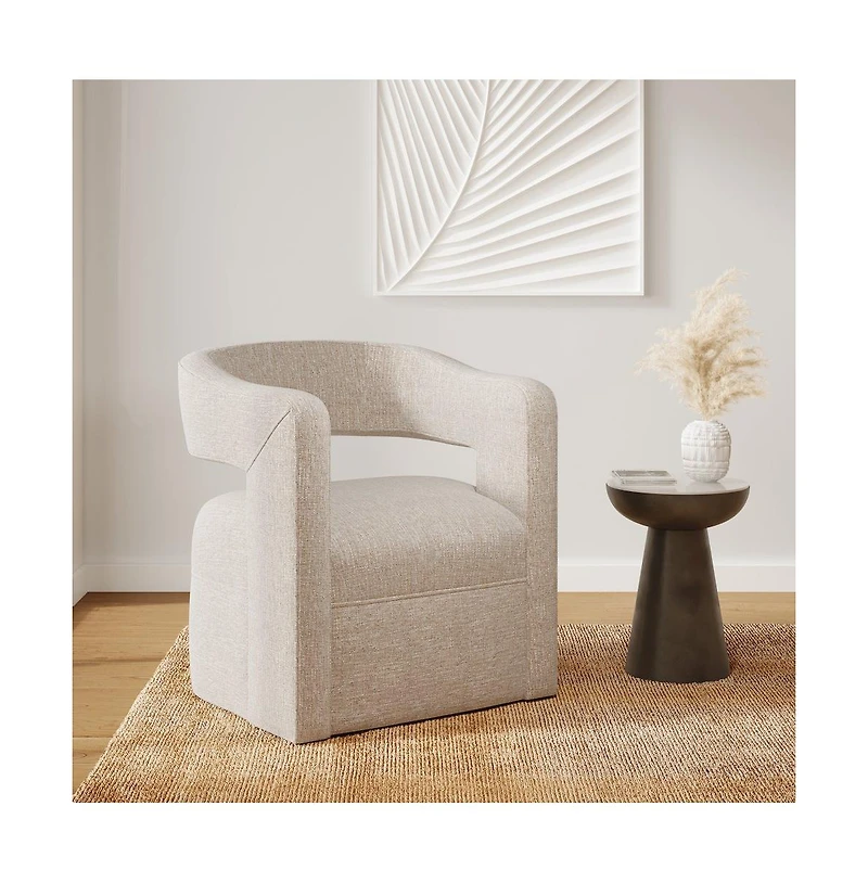 Jofran Lexy Modern Sculpted Curved Upholstered Swivel Accent Chair