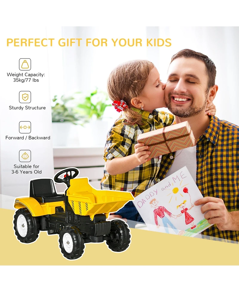 Sevorley Toddler Foot-to-Floor Ride-On Tractor with Working Shovel and Detachable Trailer, Ages 3-6 Years
