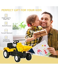 Sevorley Toddler Foot-to-Floor Ride-On Tractor with Working Shovel and Detachable Trailer, Ages 3-6 Years