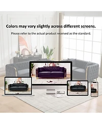 Streamdale Furniture 81" Velvet Chesterfield Sofa with Gold Legs