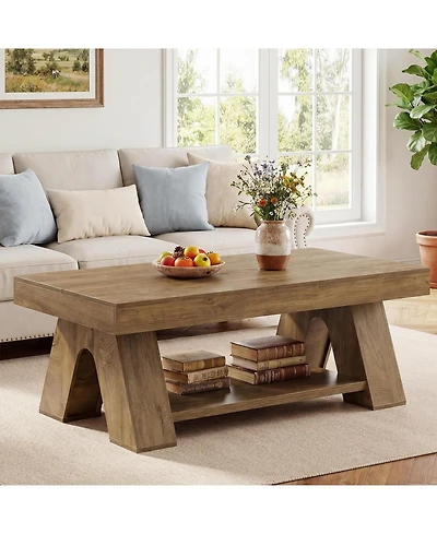 Tribesigns 55.1-Inch Coffee Tables for Living Room, with Storage Shelf