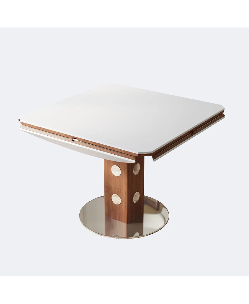 Streamdale Furniture 47.2" Extendable Round Dining Table, Sintered Stone