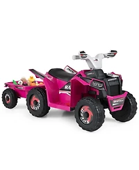 Hongge 6V Electric Atv Quad 2-in-1 with Detachable Cargo Trailer, 66 lbs Capacity, Ages 3+