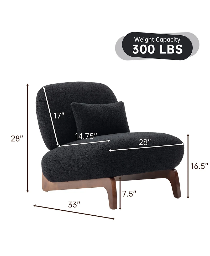 Morden Fort Cloud-Soft Sherpa Boucle Armless Accent Chair Upholstered Living Room Side Chairs with Waist Cushion