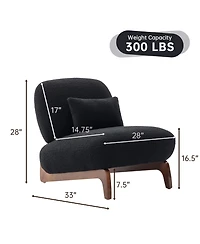 Morden Fort Cloud-Soft Sherpa Boucle Armless Accent Chair Upholstered Living Room Side Chairs with Waist Cushion