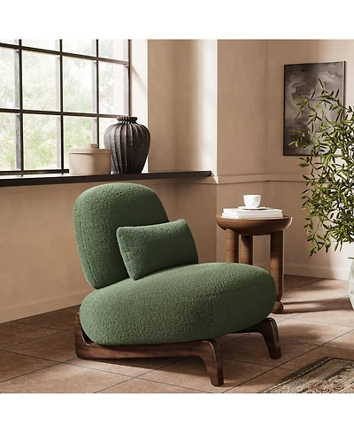 Morden Fort Cloud-Soft Comfort Armless Accent Chair Sherpa Upholstered Living Room Mid Century Reading Side Chairs with Waist Pillow