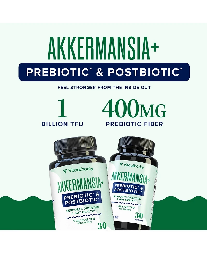 Vitauthority Akkermansia Plus Women's Probiotic and Prebiotic Capsules, 30 Count