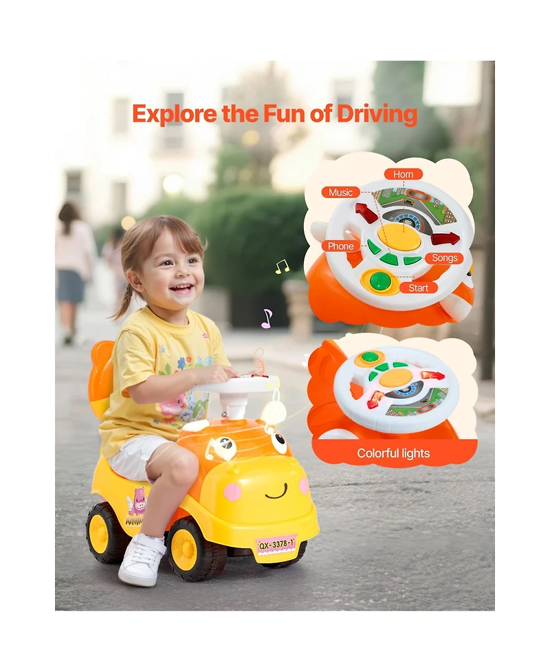 Sugift Toddler Ride On Push Car with Horn Music and Under Seat Storage, 48.5 lb. Capacity, Ages 19-36 Months
