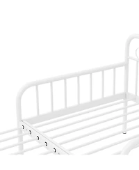 Mecale Extendable Metal Daybed Converts to Twin Bed with Guardrails