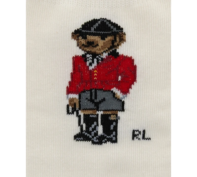 Polo Ralph Lauren Girls' 4-11 Equestrian Bear Socks, 3-Pack