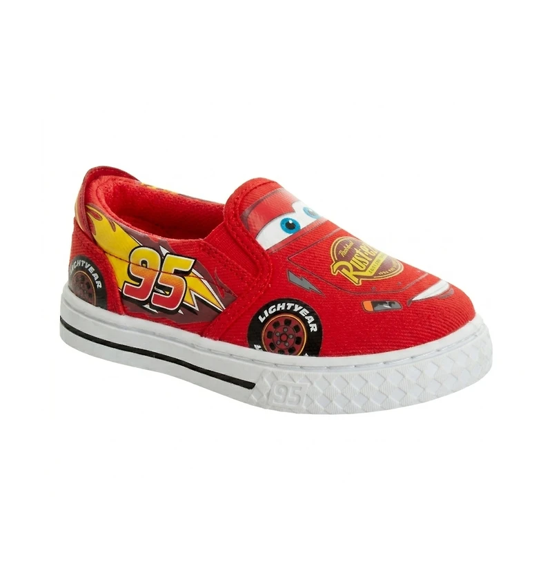 Disney Boy s (7-12) Lightning McQueen Slip-On Canvas Sneakers