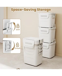 Volenca 3-Piece Stackable Plastic Storage Bins with Stay-Open Lids and Wheels