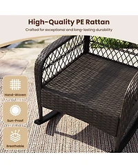 Gymax 2 Piece Outdoor Wicker Rocking Chair 400 Lbs Patio Rattan Rocker Chair with Anti-Tip Stoppers