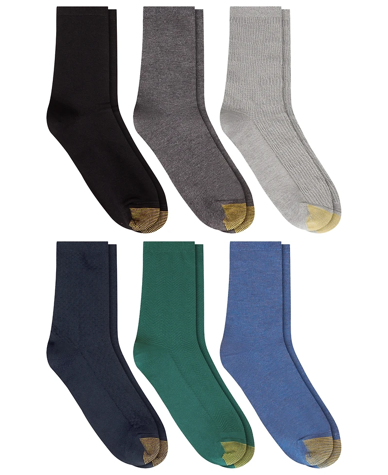 Gold Toe Women's Ribbed Mid-Calf Crew Socks, 6-Pack