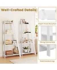 Sugift 4-Tier Vertical Bookshelf 61 Inch Wooden Display Shelf for Small Spaces with Anti-Toppling Device