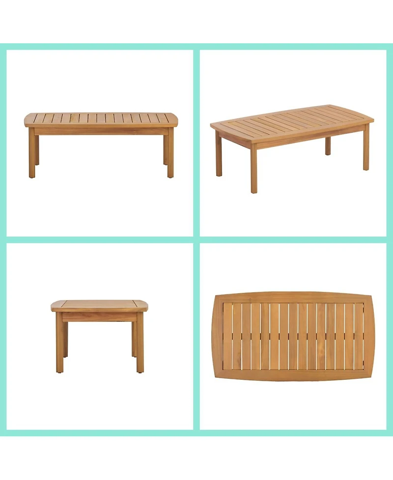 Asagikoiai 4-Piece Rope Outdoor Patio Conversation Set with Acacia Wood Frame and Cushions