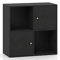Sugift 4-Cube 3-Tier Bookcase with 2 Cabinets and Anti-Tipping Kits