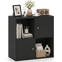 Sugift 4-Cube 3-Tier Bookcase with 2 Cabinets and Anti-Tipping Kits