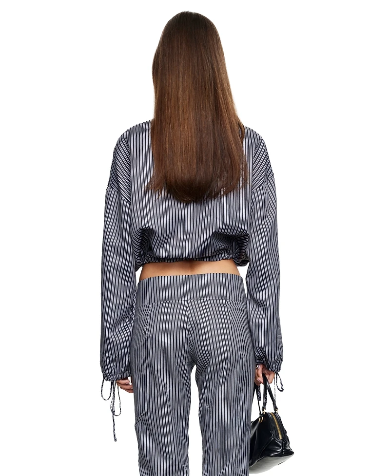 Lioness Women's Totti Cropped Turtleneck Stripe Windbreaker