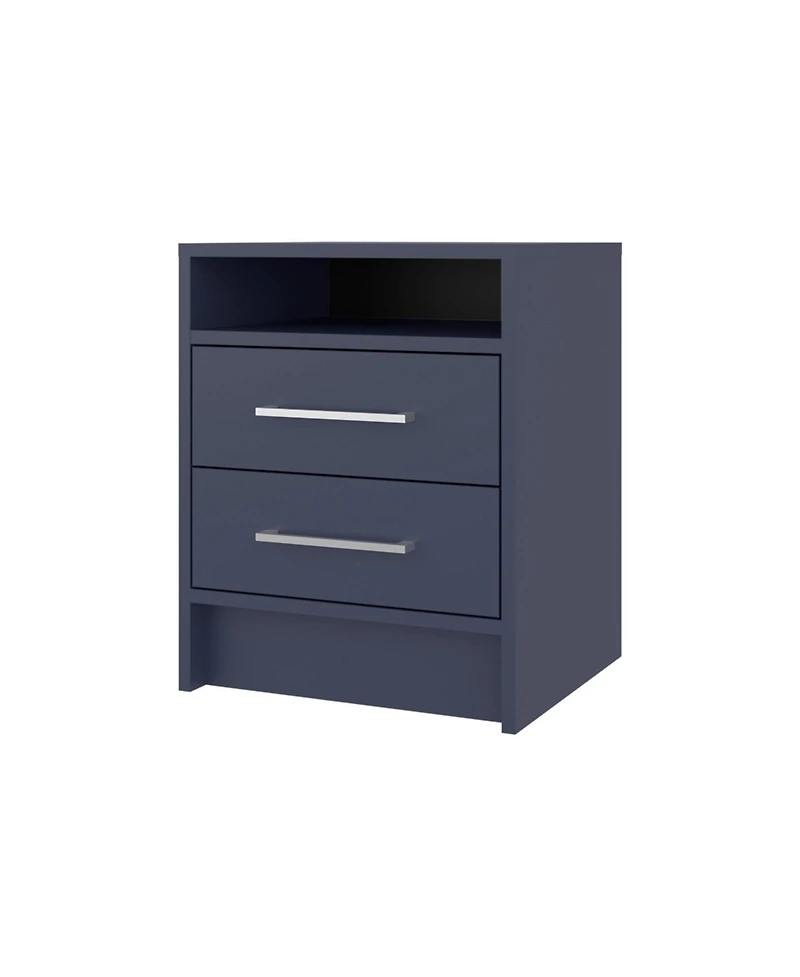 Flynama Alby Nightstand, 2 Drawers and Shelf, 19.9"H