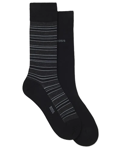 Hugo Boss Men's Striped Crew Cotton-Blend Socks, 2-Pack