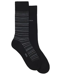 Hugo Boss Men's Striped Crew Cotton-Blend Socks, 2-Pack