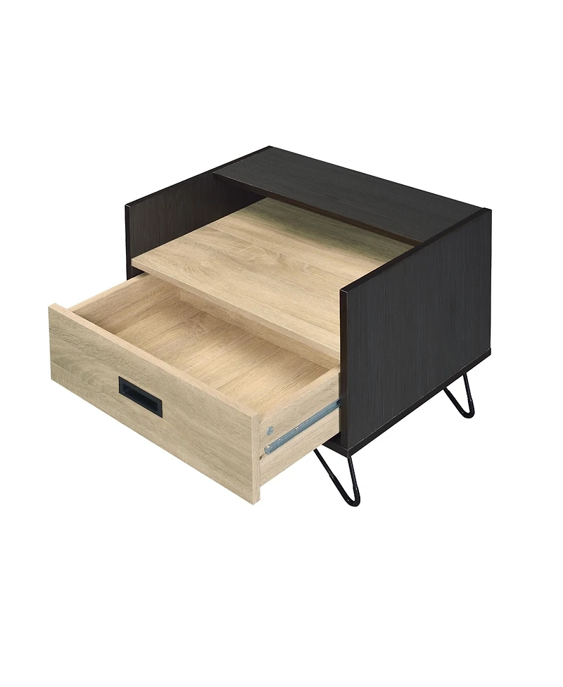 Flynama 1-Drawer Nightstand with Hairpin Legs