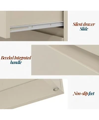 Flynama 23.6" Wide 3 Drawer Modern Nightstand, Beige Storage Bedside Table with Soft Close Drawers