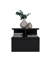 Flynama Wall-Mounted Floating Nightstand, 12" H Drawer and 2-Tier Open Shelf Side Table