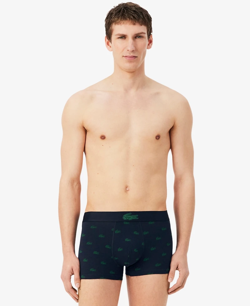 Lacoste Men's 3-Pack Regular Fit Stretch Mini Croc Trunks