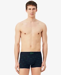 Lacoste Men's 3-Pack Regular Fit Stretch Mini Croc Trunks