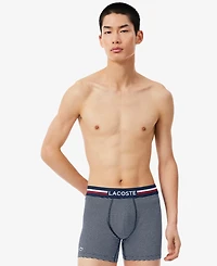 Lacoste Men's Regular Fit Stretch French Flag Boxer Briefs, Pack of 3