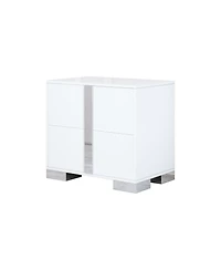 Flynama Mirrored Nightstand with Metal Legs and 2 Drawers