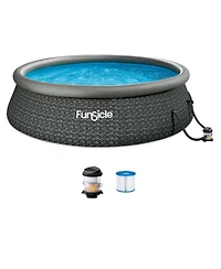 Funsicle 12' x 36" QuickSet Inflatable Ring Top Outdoor Above Ground Pool w/Pump