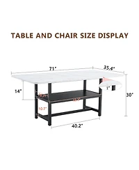 flynama 71-Inch Wood Grain Dining Table with Storage Shelf
