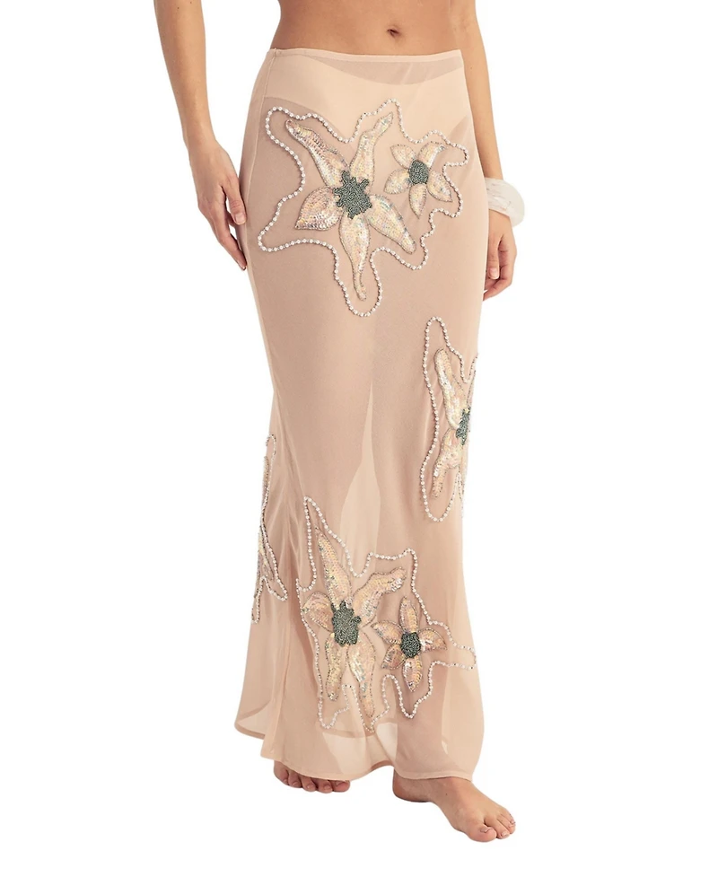 Nasty Gal Women's Flower Embellished Maxi Wrap Skirt