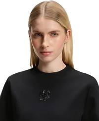 Boss by Hugo Women's Relaxed-Fit Monogram Heavyweight Cotton Sequin-Embroidered T-Shirt