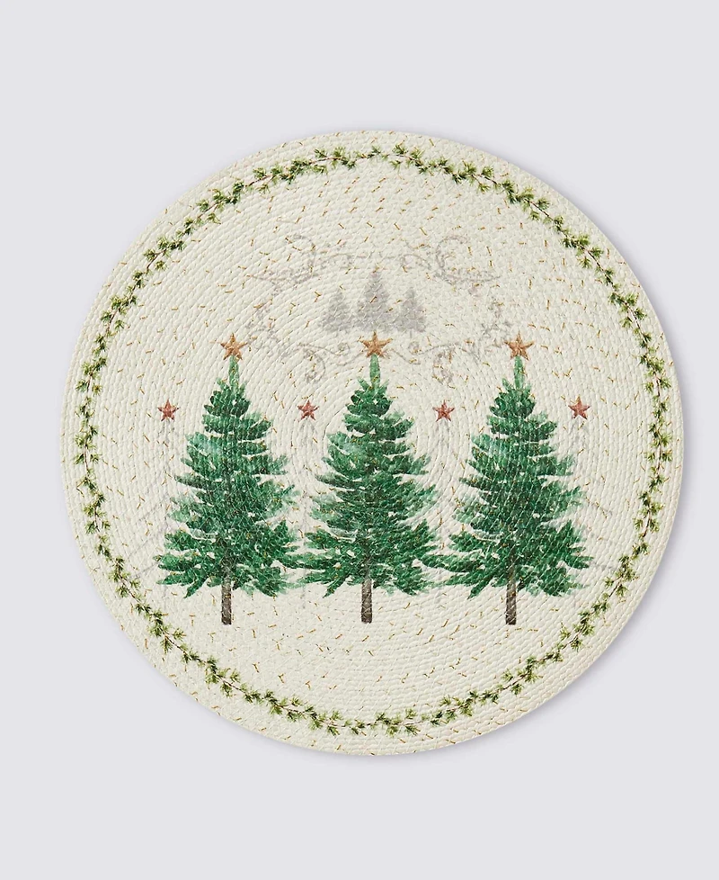 Avanti Trees Woven Braided Round Placemats, Set of 4