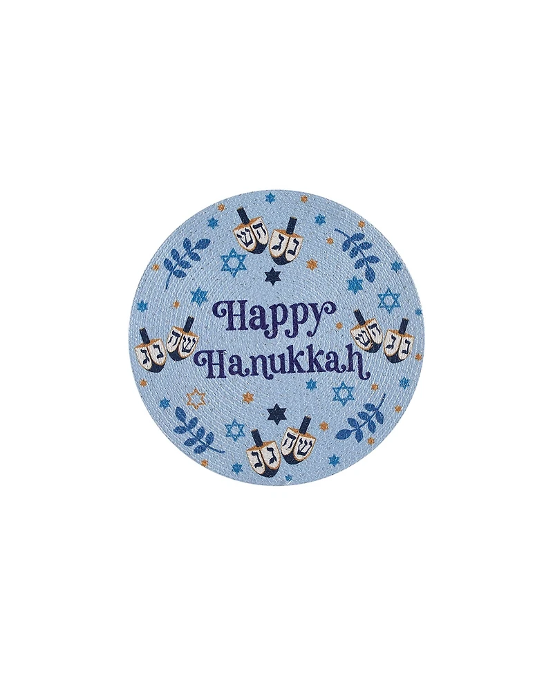 Avanti Happy Hanukkah Woven Braided Round Placemats, Set of 4
