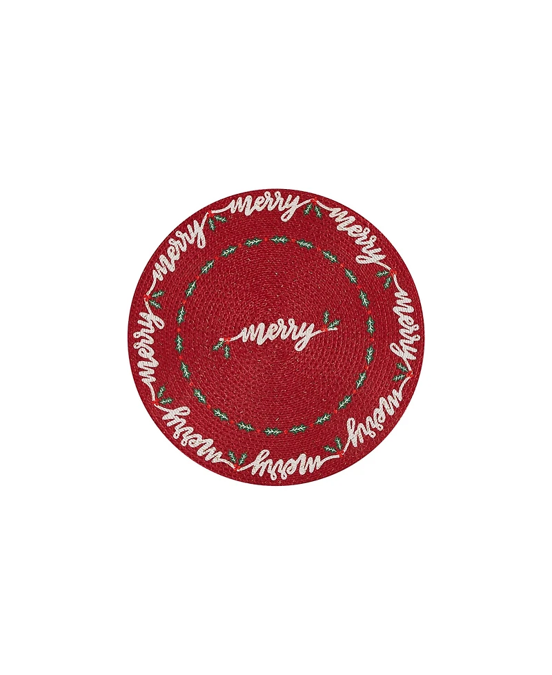 Avanti Merry Holly Woven Braided Round Placemats, Set of 4